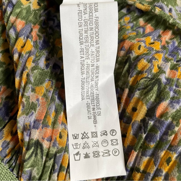 Zara Ditsy Floral Pleated Chiffon Effect Balloon Sleeve Top Size S - Picture 7 of 11